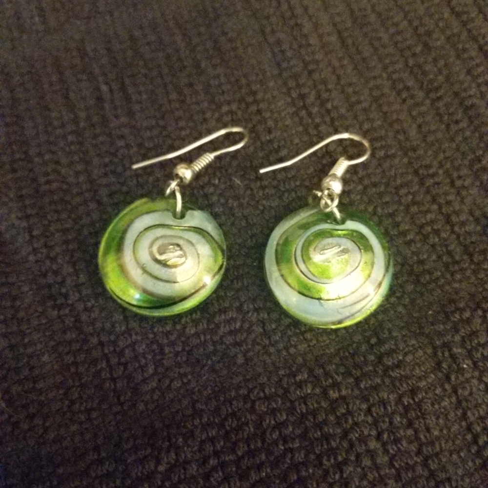 Green blown glass earrings